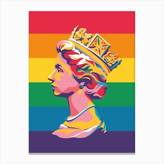 Queen Elizabeth Platinum Jubilee Rainbow Canvas Print