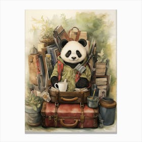 Panda Art Traveling Watercolour 3 Canvas Print
