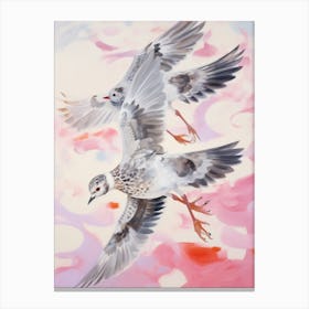 Pink Ethereal Bird Painting Grey Plover 2 Canvas Print
