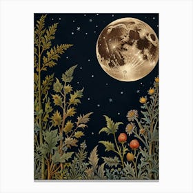 Moon In The Meadow Style William Morris Art Print Canvas Print