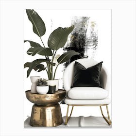 Gold And Black Living Room 1 Canvas Print