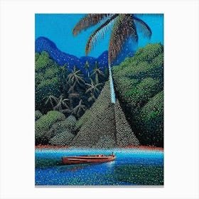 Gizo Solomon Islands Pointillism Style Tropical Destination Canvas Print