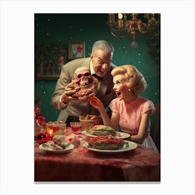 Creepy 1950s Christmas Dinner Scene 1 Canvas Print