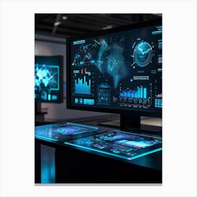 Advanced Digital Interface Showcasing Scientific Data Analysis Powered By Artificial Intelligence N (2) Canvas Print