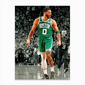 Jayson Tatum Of The Boston Celtics Celebrates During The Game Against The Dallas Mavericks Canvas Print