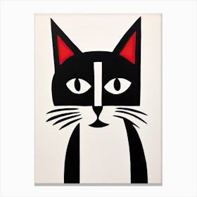 Artful Meowmetry: Cubist Minimalism with a Feline Flair Canvas Print