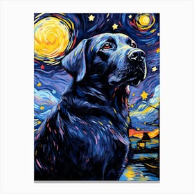 Labrador Starry Night Dog Portrait Canvas Print