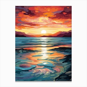 Luskentyre Sands Isle Of Harris Scotland At Sunset, Vibrant Painting 4 Canvas Print