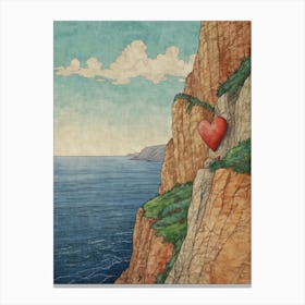 Heart On The Cliff 2 Canvas Print