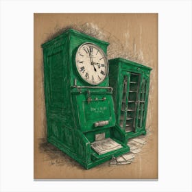 Green Clock Canvas Print