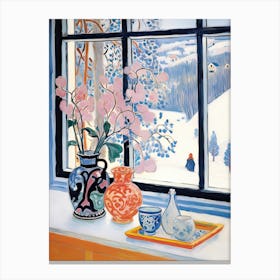 The Windowsill Of Lillehammer   Norway Snow Inspired By Matisse 3 Canvas Print