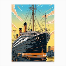 Titanic Ship Bow Illustration 6 Canvas Print