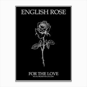 English Rose Black And White Line Drawing 15 Poster Inverted Canvas Print