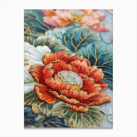 Lotus Flower Embroidery Canvas Print