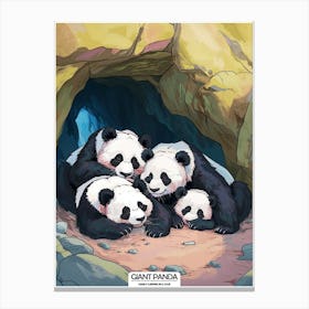 Giant Panda Family Sleeping In A Cave Poster 1 Canvas Print