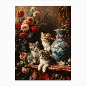 Rococo Inspired Painting Of Kittens 2 Canvas Print