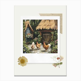Scrapbook Cottage Chickens Fairycore Painting 1 Canvas Print