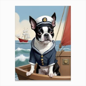 Boston Terrier Sailor-Reimagined Canvas Print