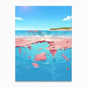 Pink Sand Beach Vector Illustration Canvas Print