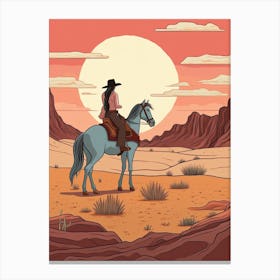 Cowgirl Riding A Horse In The Desert 9 Canvas Print
