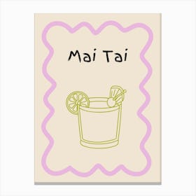 Mai Tai Doodle Poster Lilac & Green Canvas Print