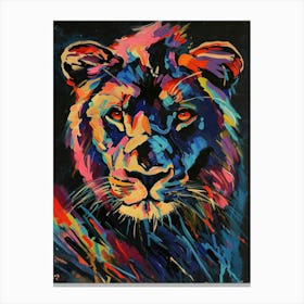 Black Lion Symbolic Imagery Fauvist Painting 1 Canvas Print