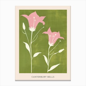 Pink & Green Canterbury Bells 3 Flower Poster Canvas Print