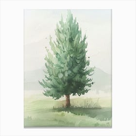 Cypress Tree Atmospheric Watercolour Painting 3 Canvas Print