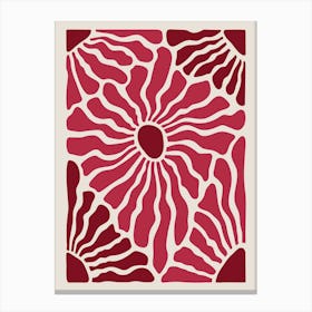 Burgundy Red Floral Botanical Art Canvas Print