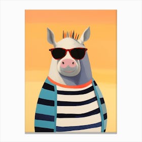 Little Rhinoceros 2 Wearing Sunglasses Canvas Print