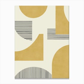 Line Art Geometric Abstract Pattern - Gold Yellow Canvas Print