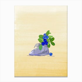 Kids shoe with Blueberries Canvas Print