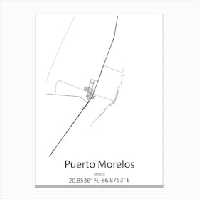 Puerto Morelos,Mexico Minimalist Map Canvas Print