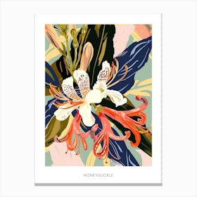 Colourful Flower Illustration Poster Honeysuckle 1 Canvas Print