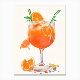 Aperol With Ice And Orange Watercolor Vertical Composition 38 Canvas Print