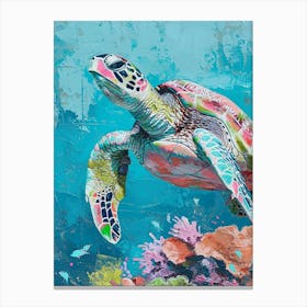 Sea Turtle Exploring The Ocean Painting 3 Canvas Print
