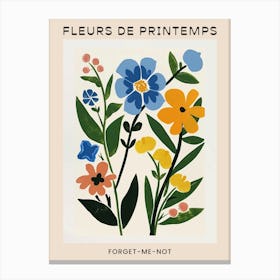 Spring Floral French Poster  Forget Me Not 4 Canvas Print