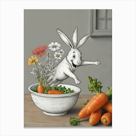 Rabbit In A Bowl Canvas Print