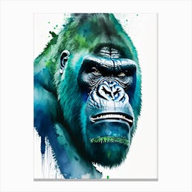 Angry Gorilla Showing Teeth Gorillas Mosaic Watercolour 1 Canvas Print