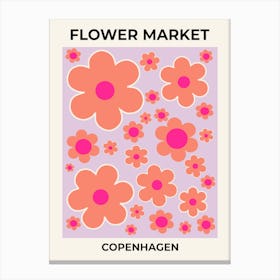 Flower Market Copenhagen Lavender Orange And Pink Canvas Print