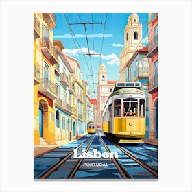 Lisbon Portugal Train Travel Art Canvas Print