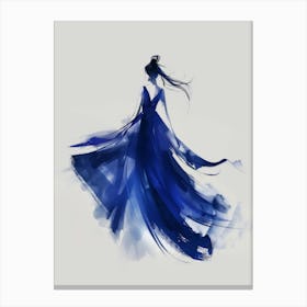 Watercolor Of A Woman In Blue Dress Canvas Print