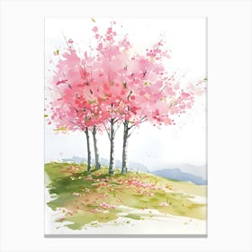 Watercolor Sakura Trees Stampe su tela