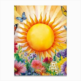 Sun And Butterflies Canvas Print