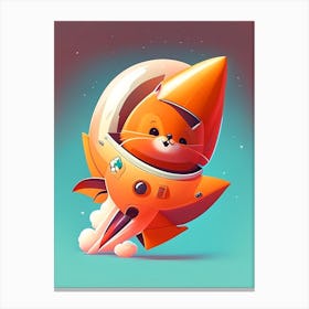 Rocket Kawaii Kids Space Canvas Print