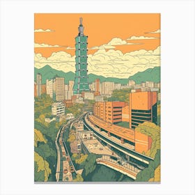 Taipei Taiwan Travel Illustration 3 Canvas Print