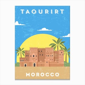 Taourirt, Morocco — Retro travel minimalist poster Canvas Print