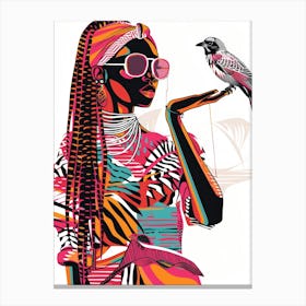 Woman With Bird Canvas Print