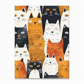 Repeatable Artwork With Cute Cat Faces 18 Canvas Print