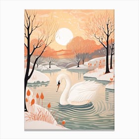 Winter Bird Painting Swan 4 Canvas Print